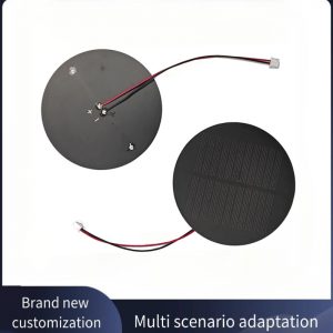 1.5W 5.5V Customized Small Mini Round Circle Solar Panel Diameter 110mm Perc Monocrystalline Silicon Solar Cell PET Abrazine PCB Backsheet Red Black Wires Lightweight DIY Solar Products